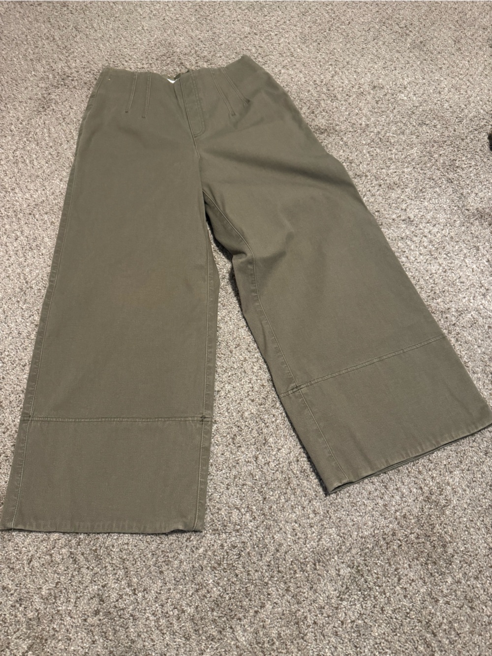 Spanx Cropped Wide-Leg Casual Pants - Olive Green